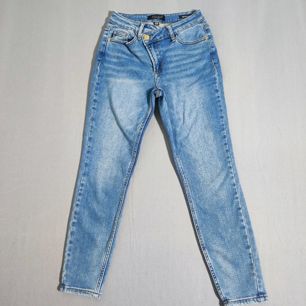 Judy Blue jeans women's 7/25 hard washed blue cross over relaxed fit high rise